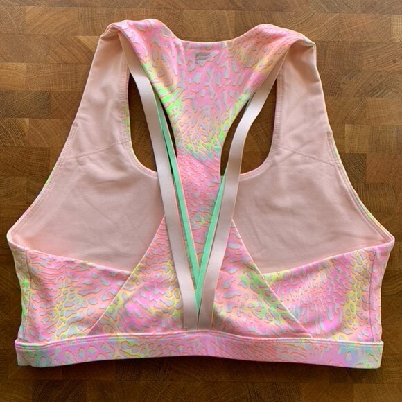 Fabletics Boost Medium Impact Sports Bra - Coral Leopard M - Picture 4 of 4